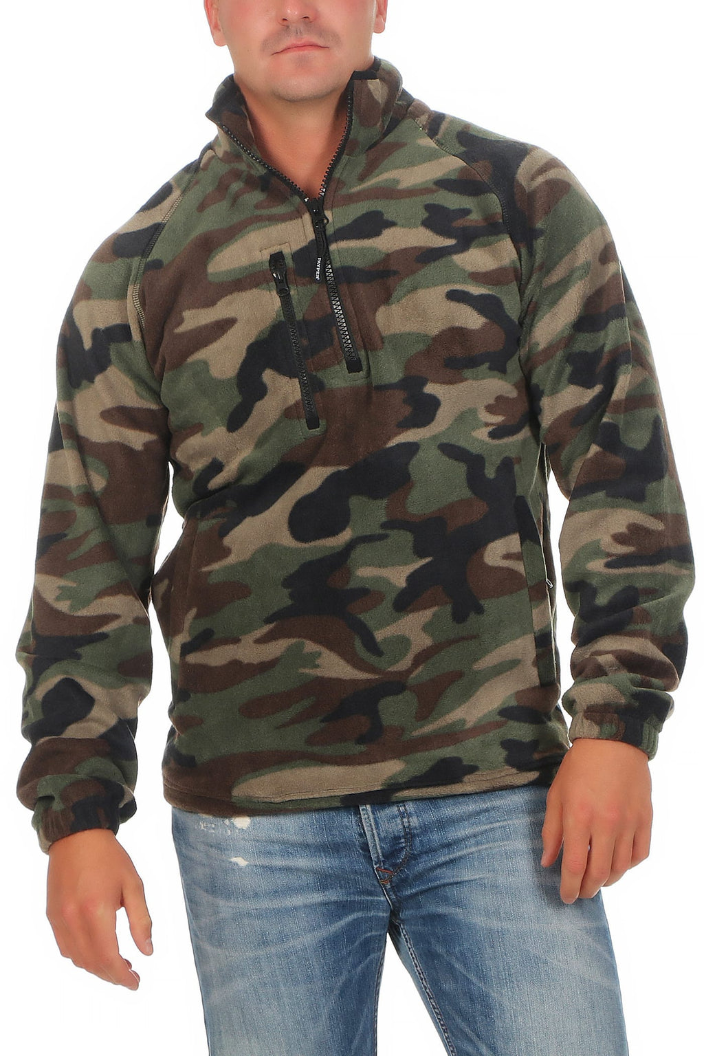 Herren Pullover mit halbem Reißverschluss in Camouflage