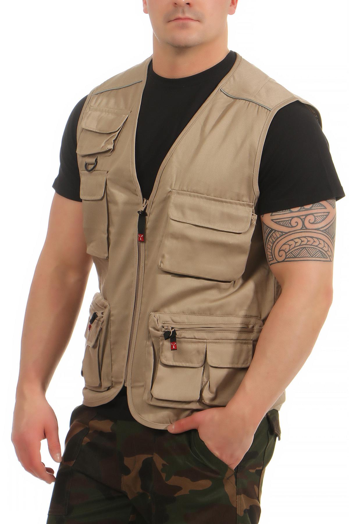 dünne Outdoorweste fuer Bastler in Beige