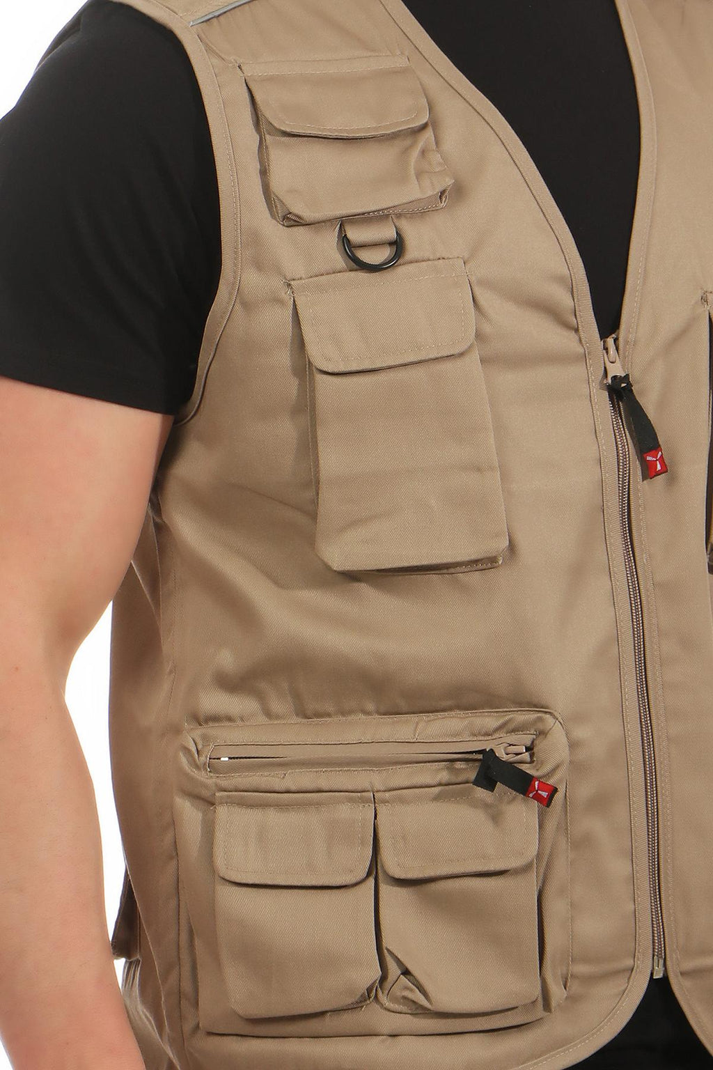 duenne Arbeitsweste mit Reißverschluss in Beige