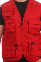 duenne Arbeitsweste mit Reißverschluss in Rot