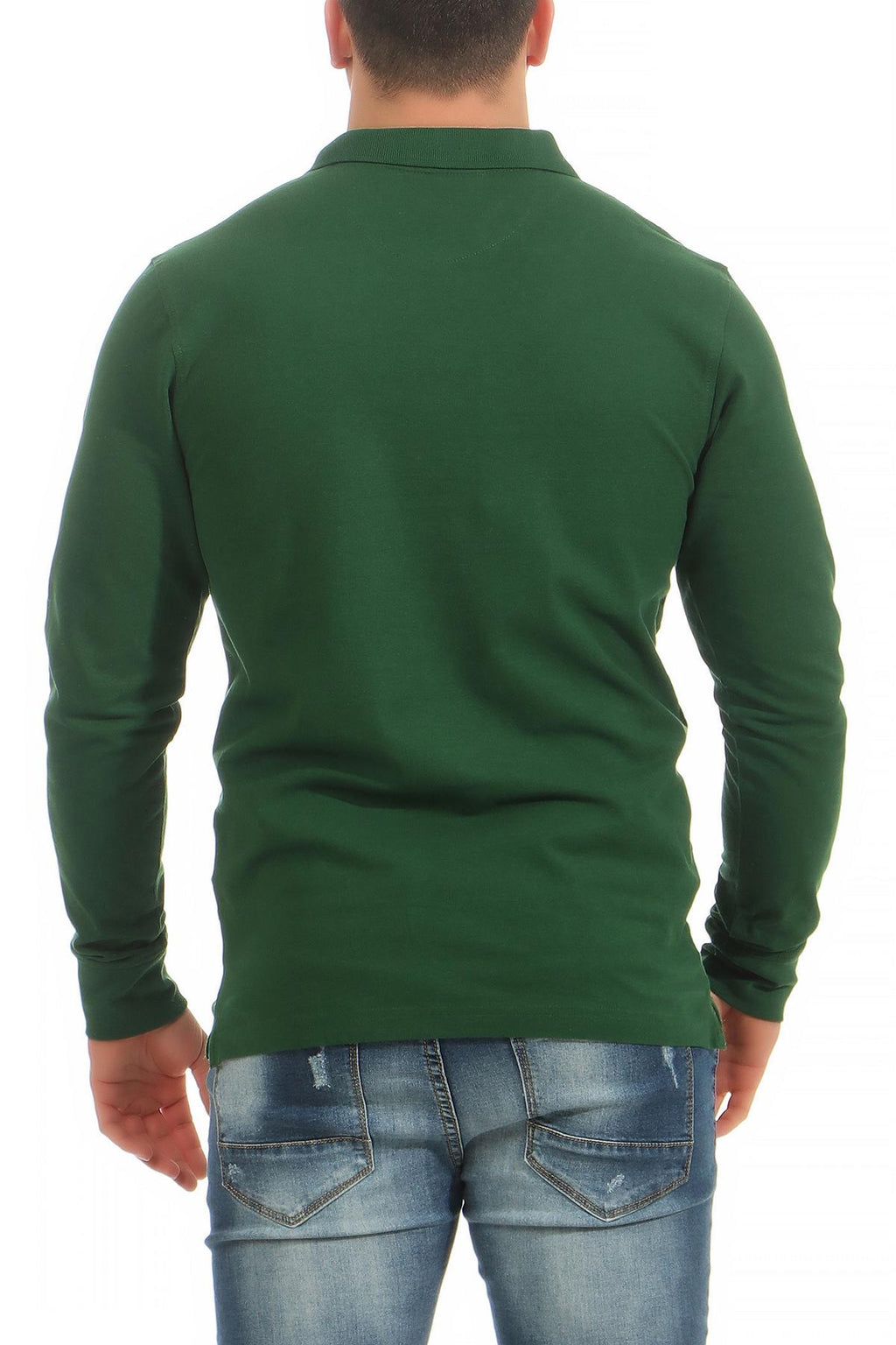 langärmliges Poloshirt für Herren mit guter Passform und robuster Baumwolle in Grün