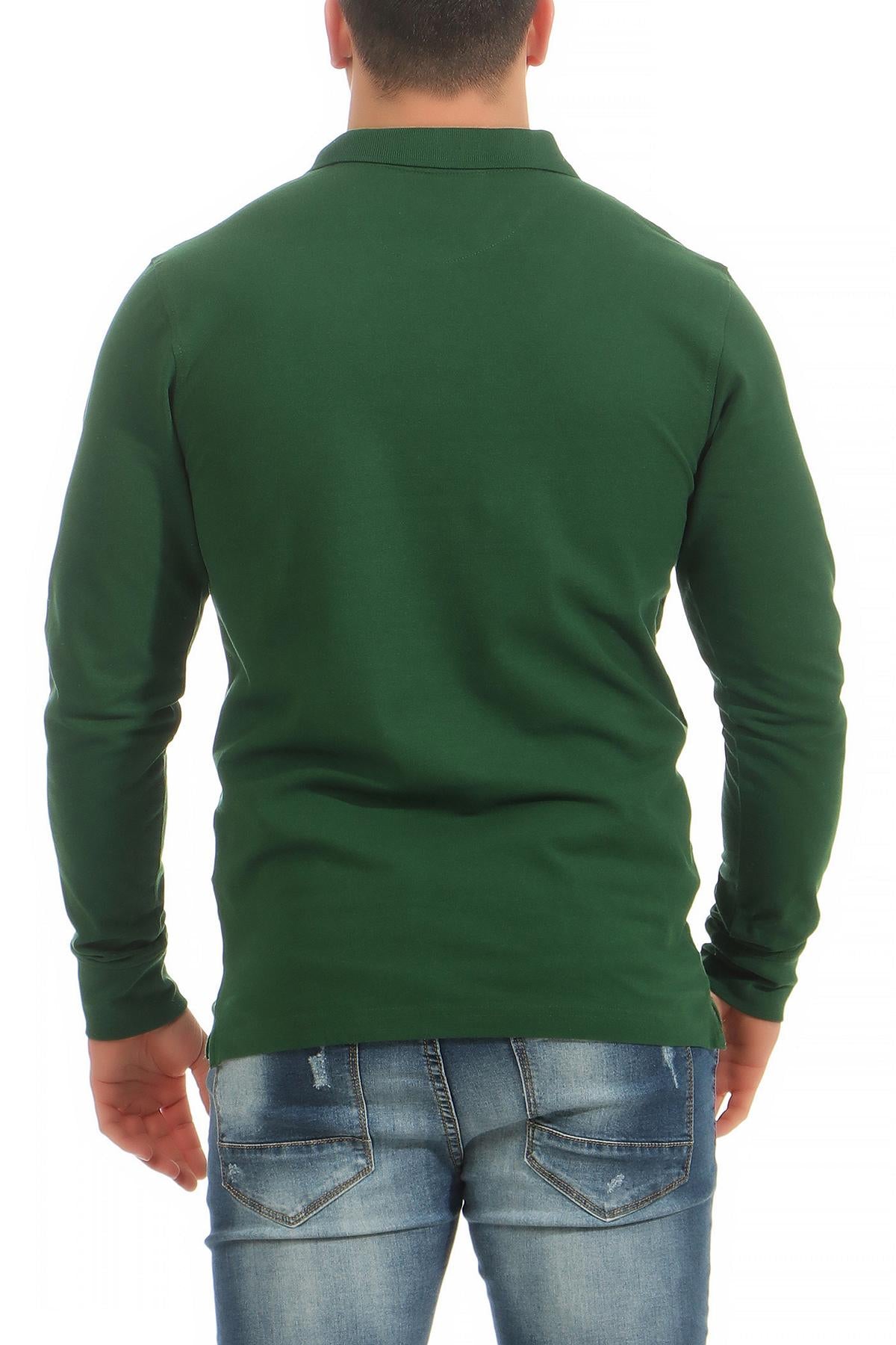langärmliges Poloshirt für Herren mit guter Passform und robuster Baumwolle in Grün