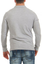 langärmliges Poloshirt für Herren mit guter Passform und robuster Baumwolle in Grau meliert