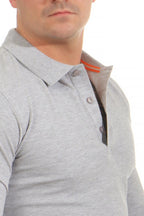 Poloshirt mit Kragen und Knopfleiste für Männer in Grau meliert