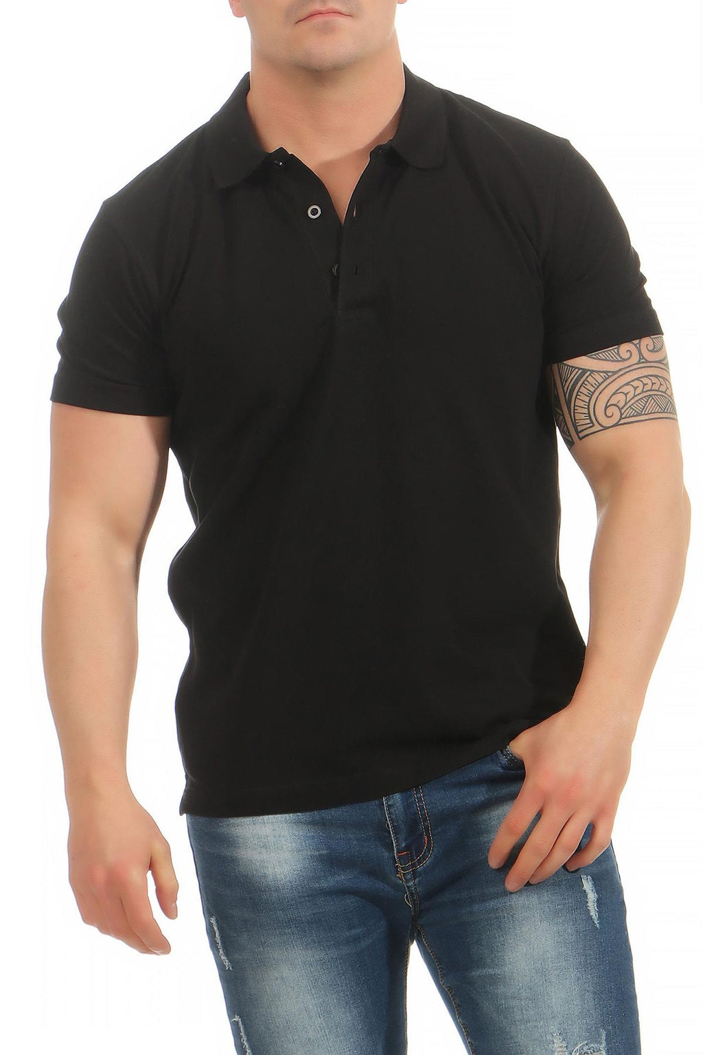Herren Poloshirt Basic aus Baumwolle in Schwarz