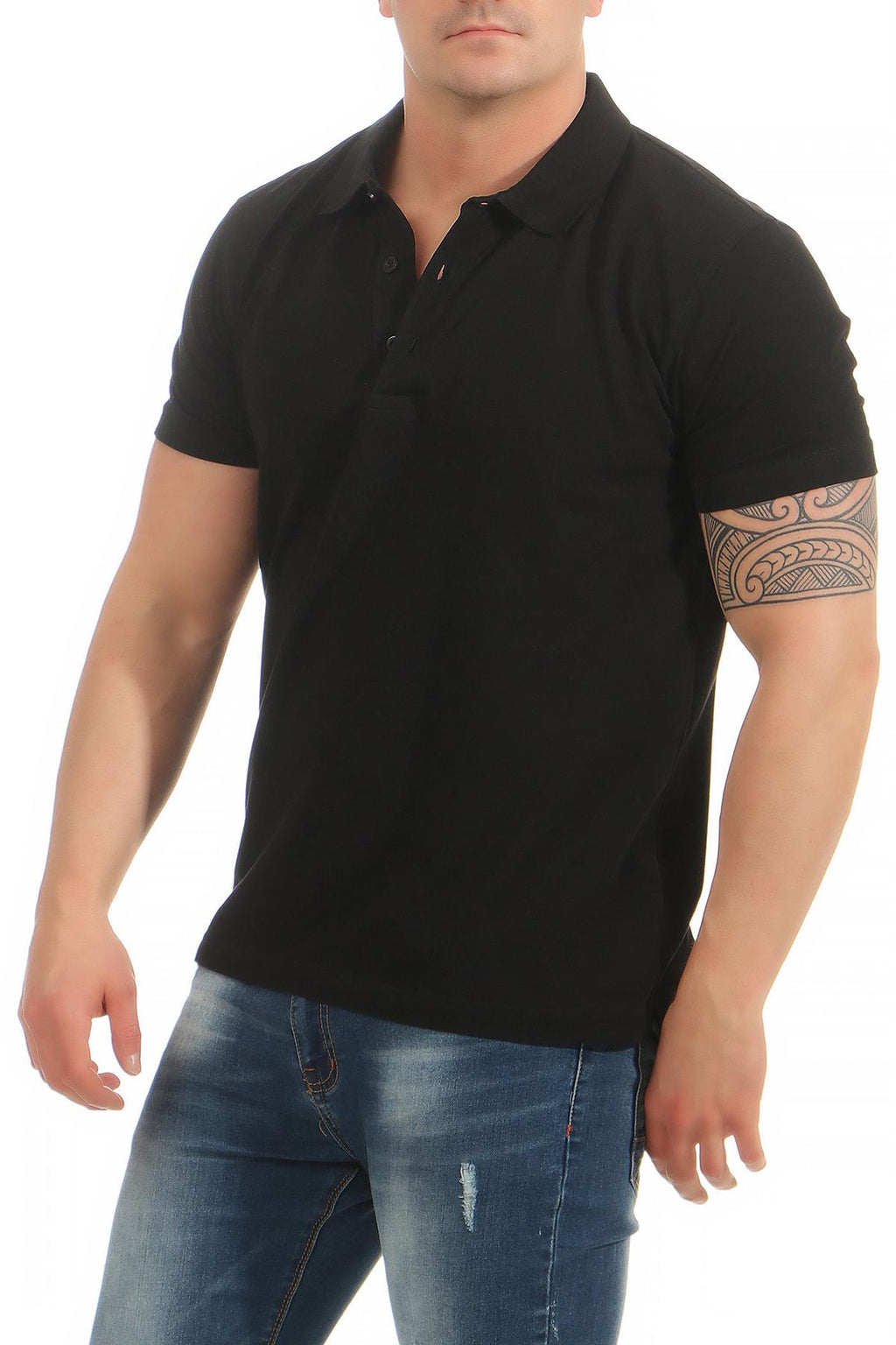 kurzarm Poloshirt günstig in Schwarz