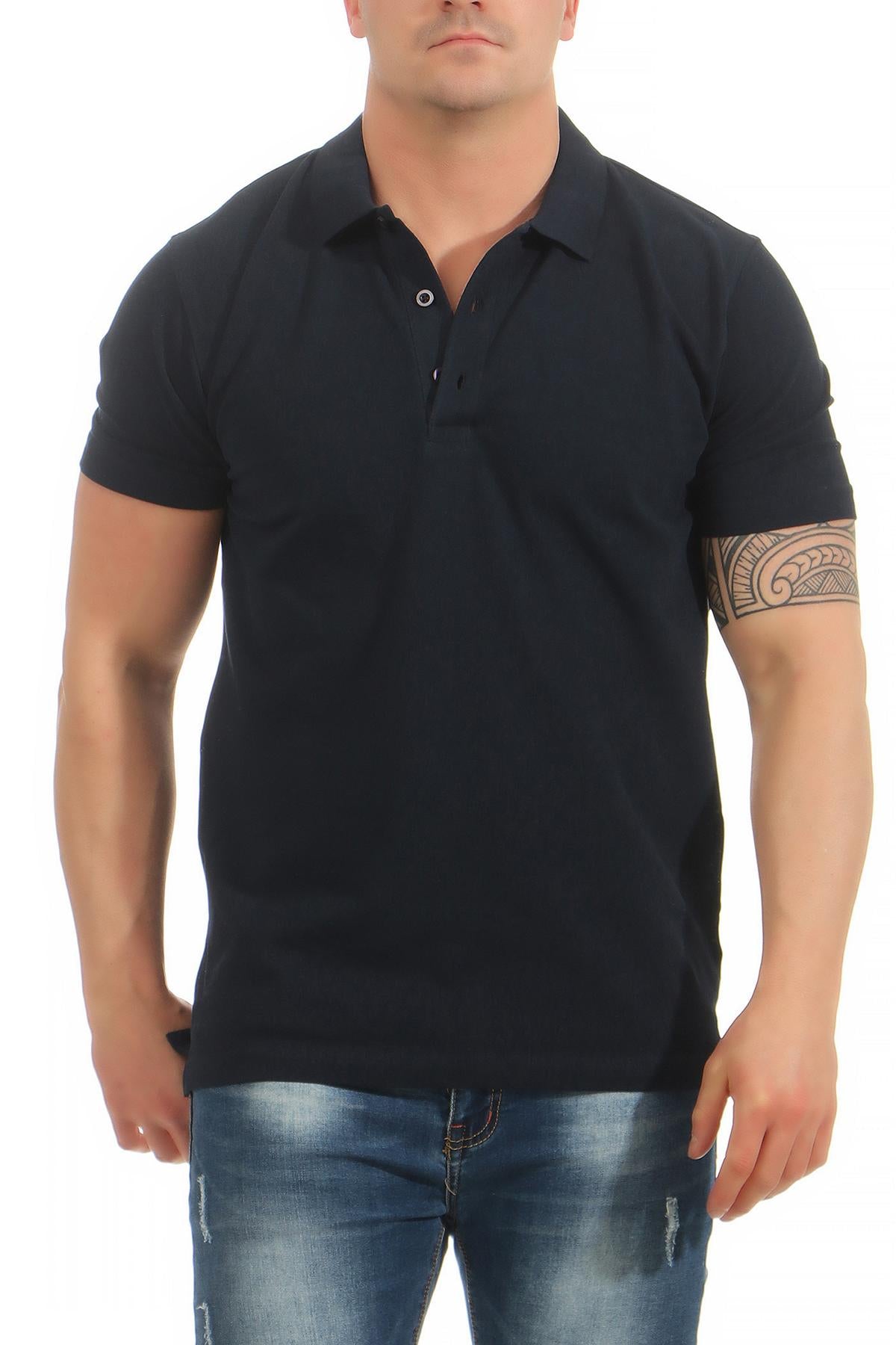 Herren Poloshirt Basic aus Baumwolle in Dunkelblau