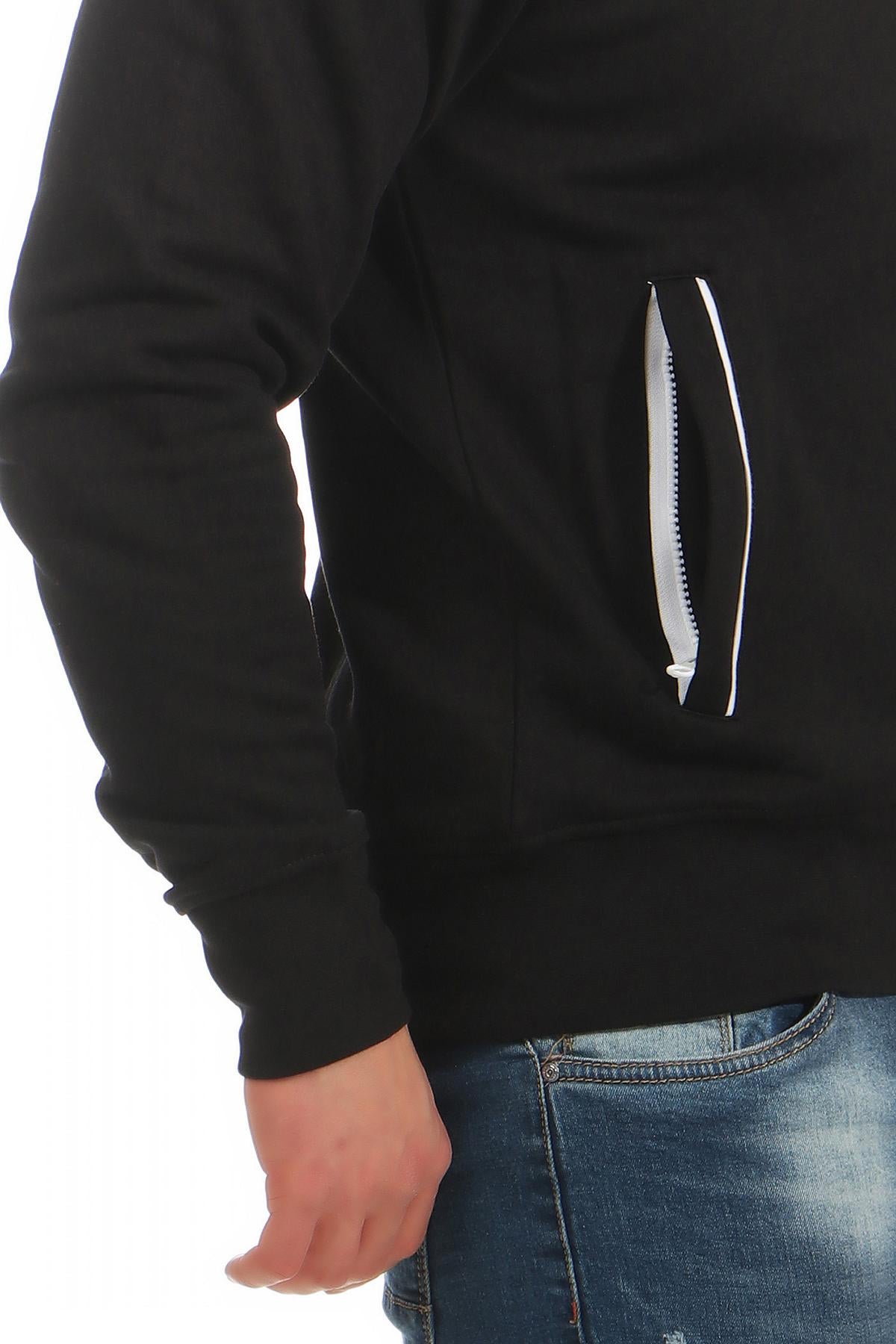 Schwarzer Männer Arbeitspullover mit Kontrastnähten 