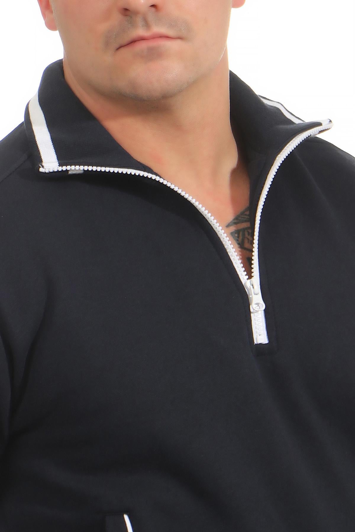 hochwertiger Pullover mit Reißverschluss Dunkelblau