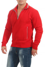 günstiger Herren Pullover mit Stehkragen in Rot