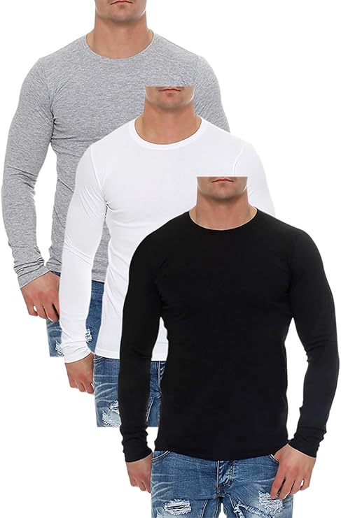 Herren 3er Pack Langarmshirts Pineta
