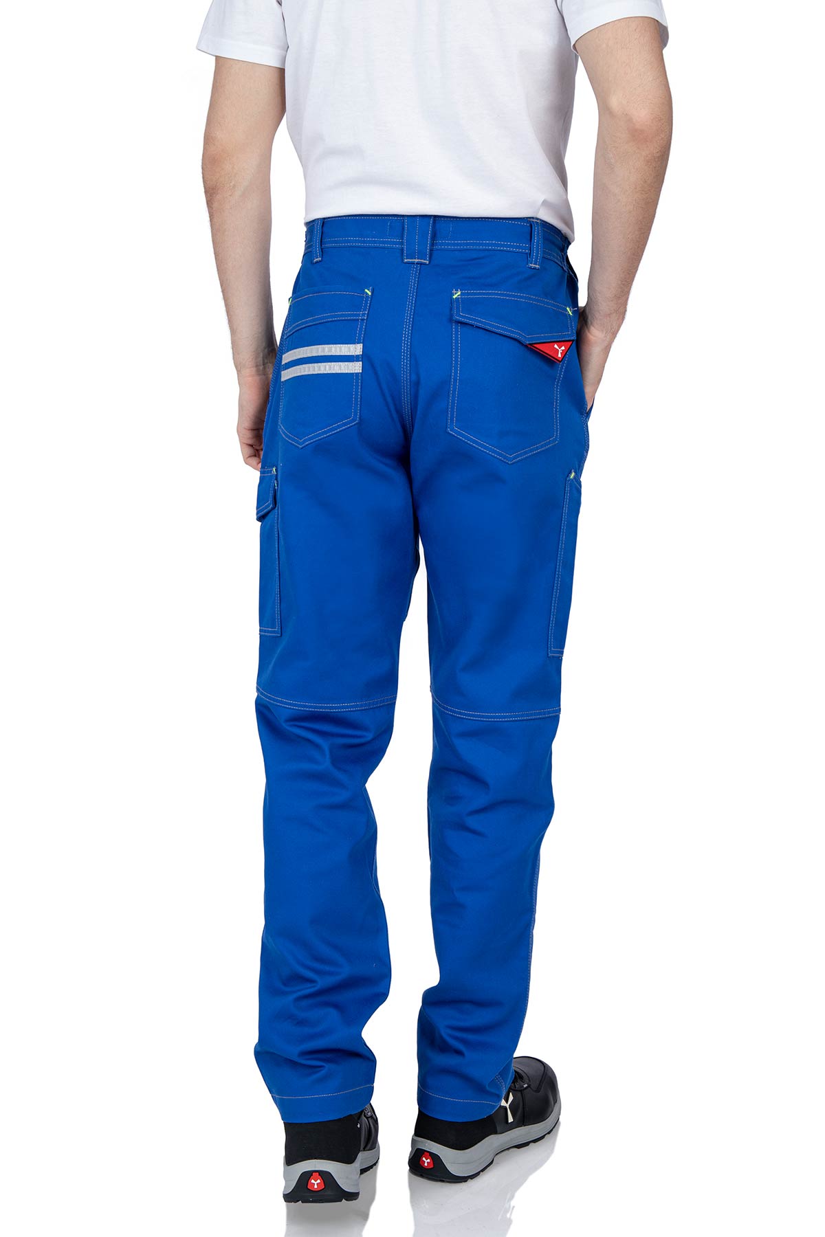 Arbeitshose für Männer mit Gesäßtaschen und kleinen Reflexstreifen Sicherheit in Blau