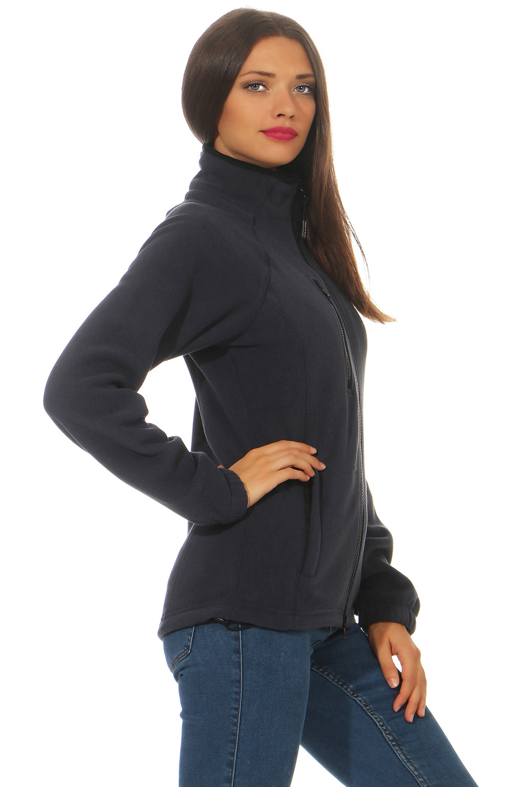 Fleecejacke für Damen warm Outdoor in Dunkelblau