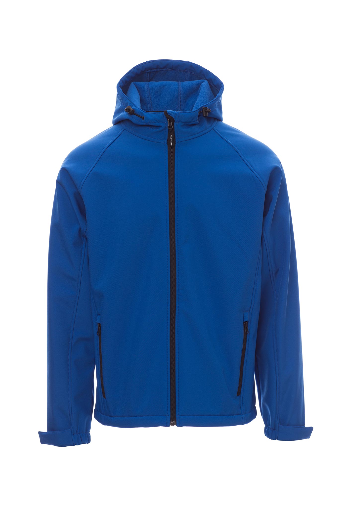 Herren Softshelljacke mit Kapuze und Reißverschlusstaschen in Blau