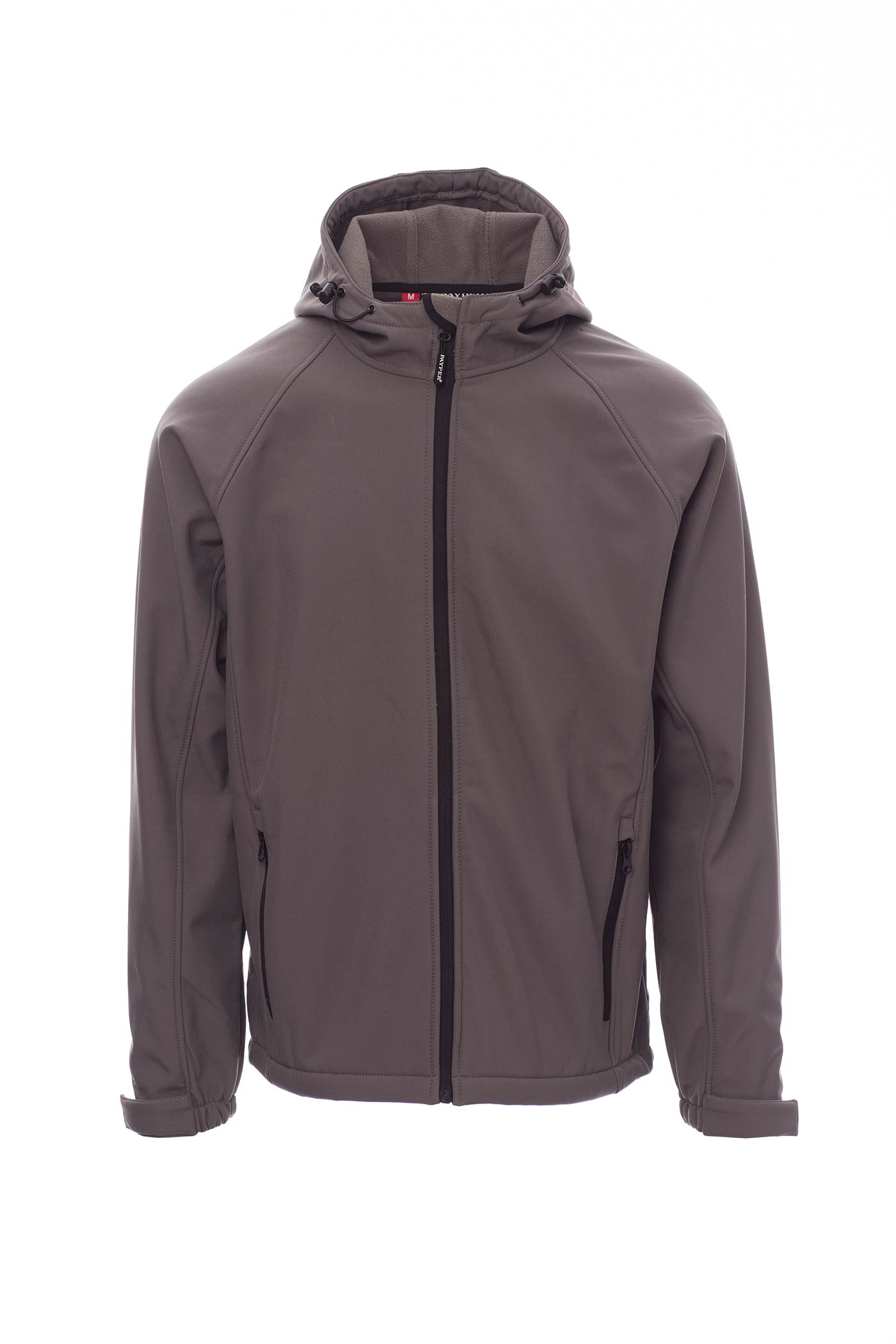 Herren Softshelljacke mit Kapuze und Reißverschlusstaschen in Grau