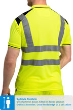 Arbeitspoloshirt fuer Maenner Warnschutz mit Reflexstreifen in Neongelb