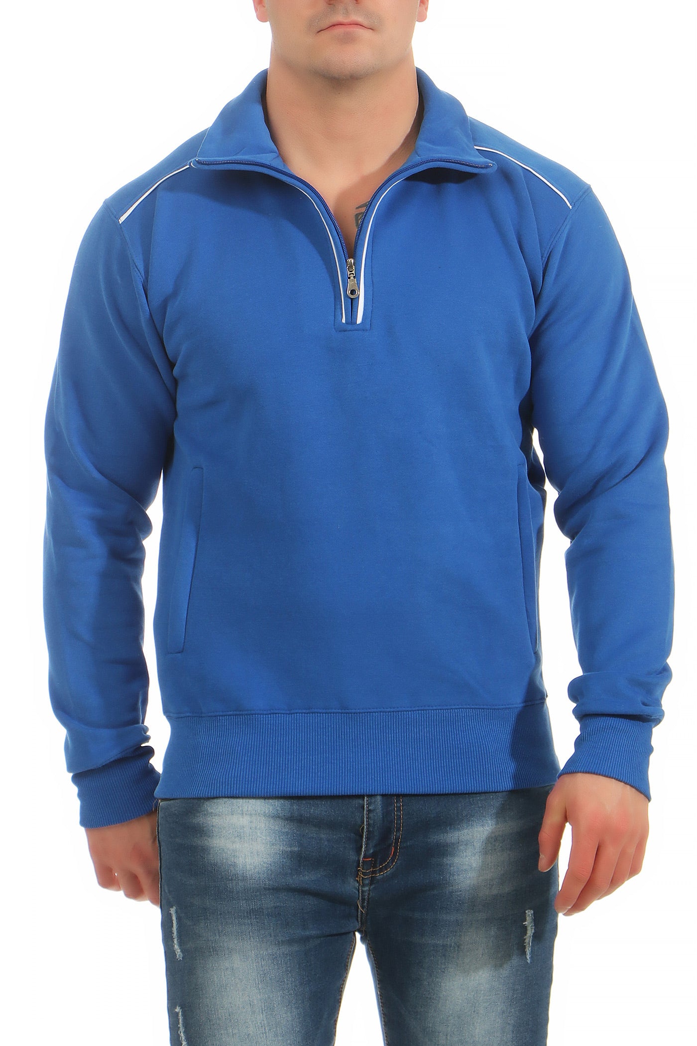 Herren Pullover hoher Kragen Blau