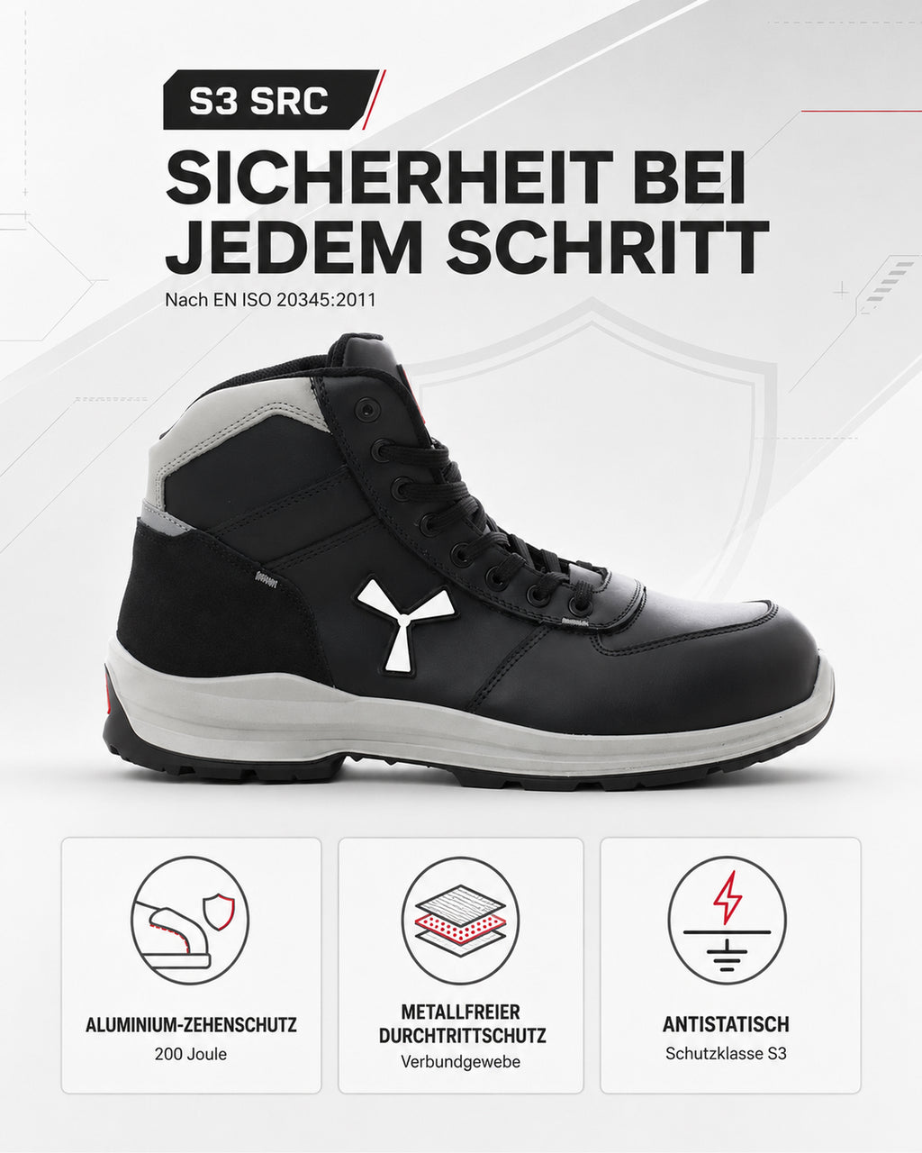 Herren Sicherheitsschuh Arbeitsschuh S3 Leder knöchelhoch Get Force