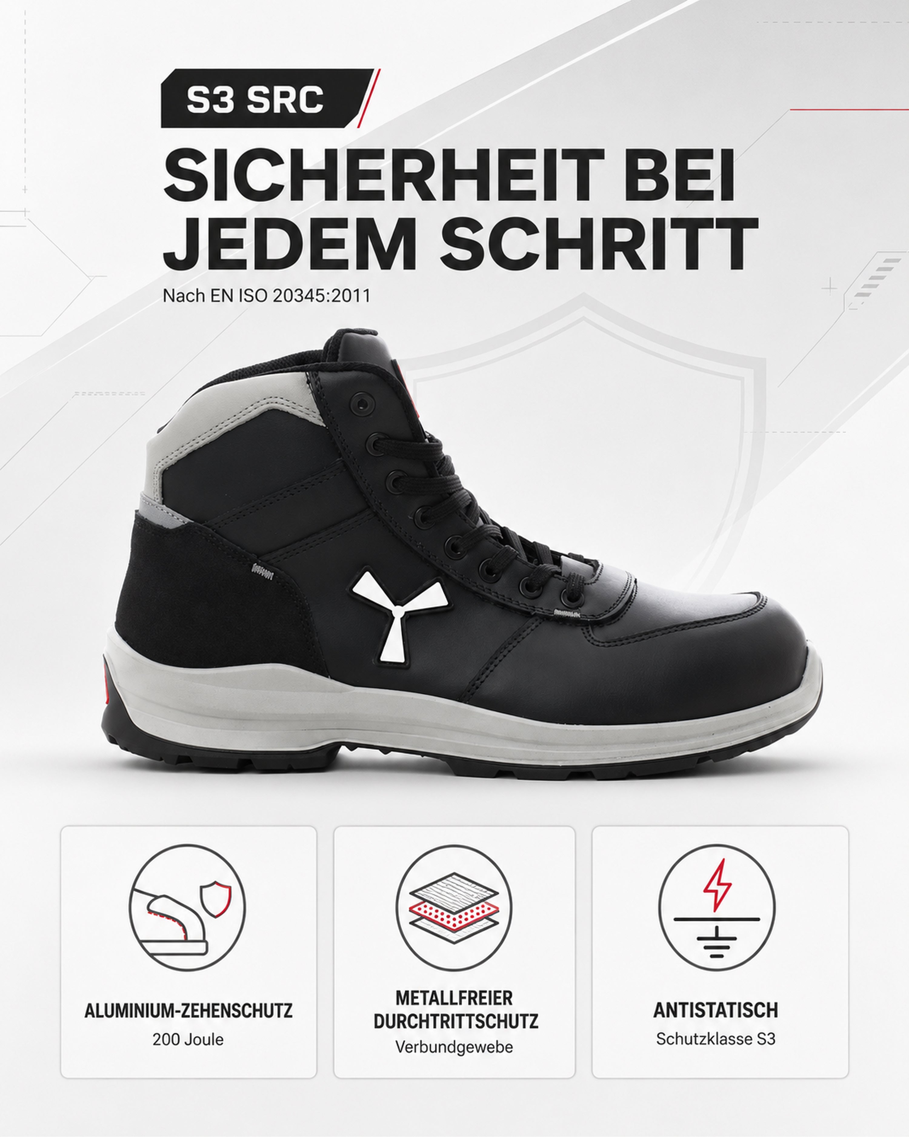 Herren Sicherheitsschuh Arbeitsschuh S3 Leder knöchelhoch Get Force