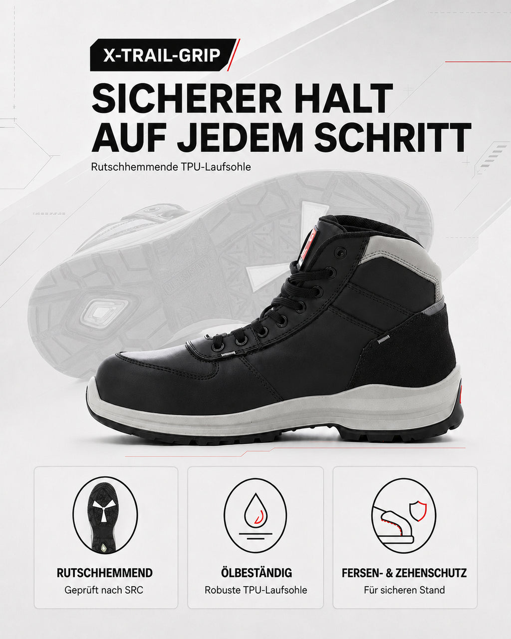 Herren Sicherheitsschuh Arbeitsschuh S3 Leder knöchelhoch Get Force