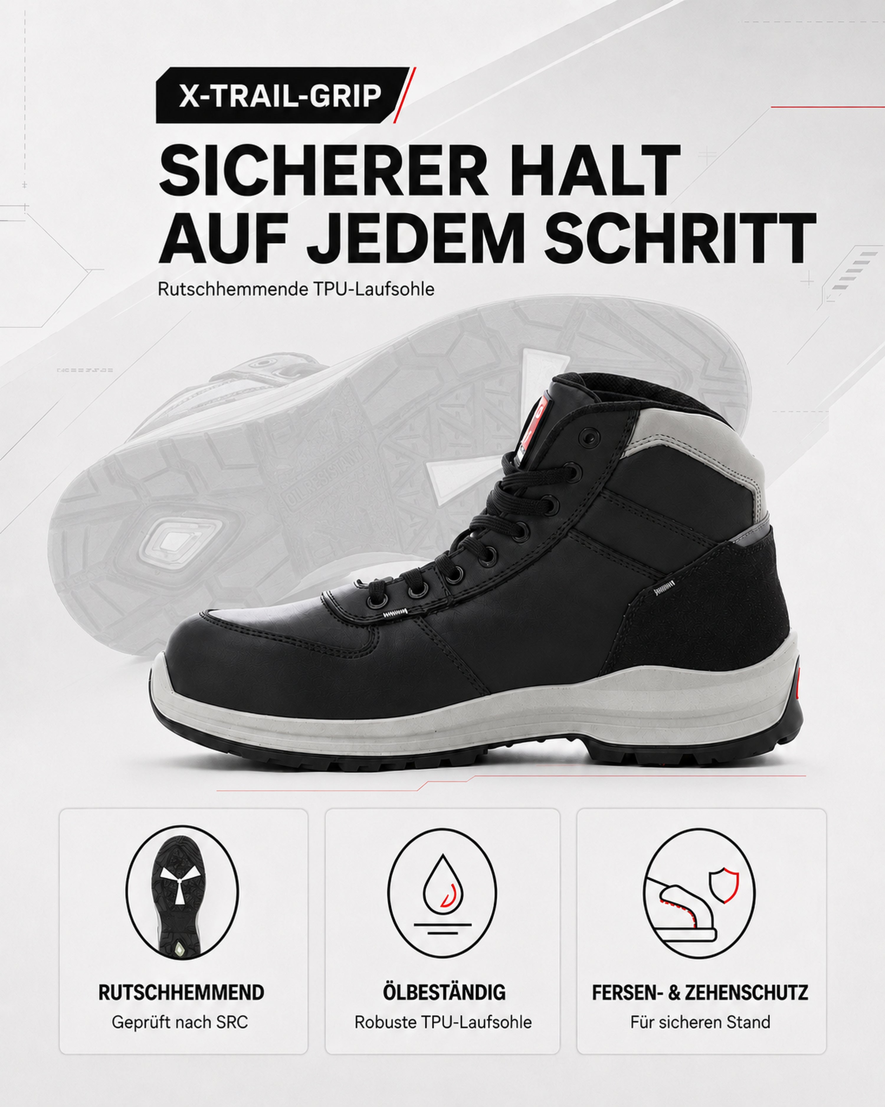 Herren Sicherheitsschuh Arbeitsschuh S3 Leder knöchelhoch Get Force