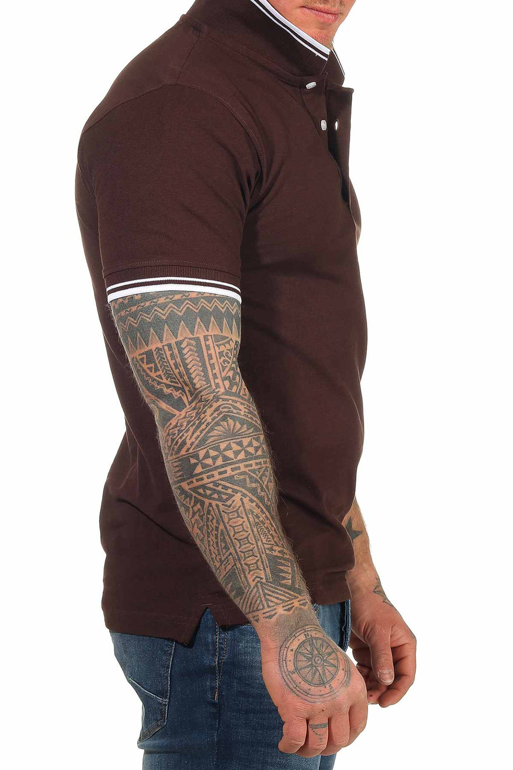 Basic Poloshirt kurarm Männer in Braun