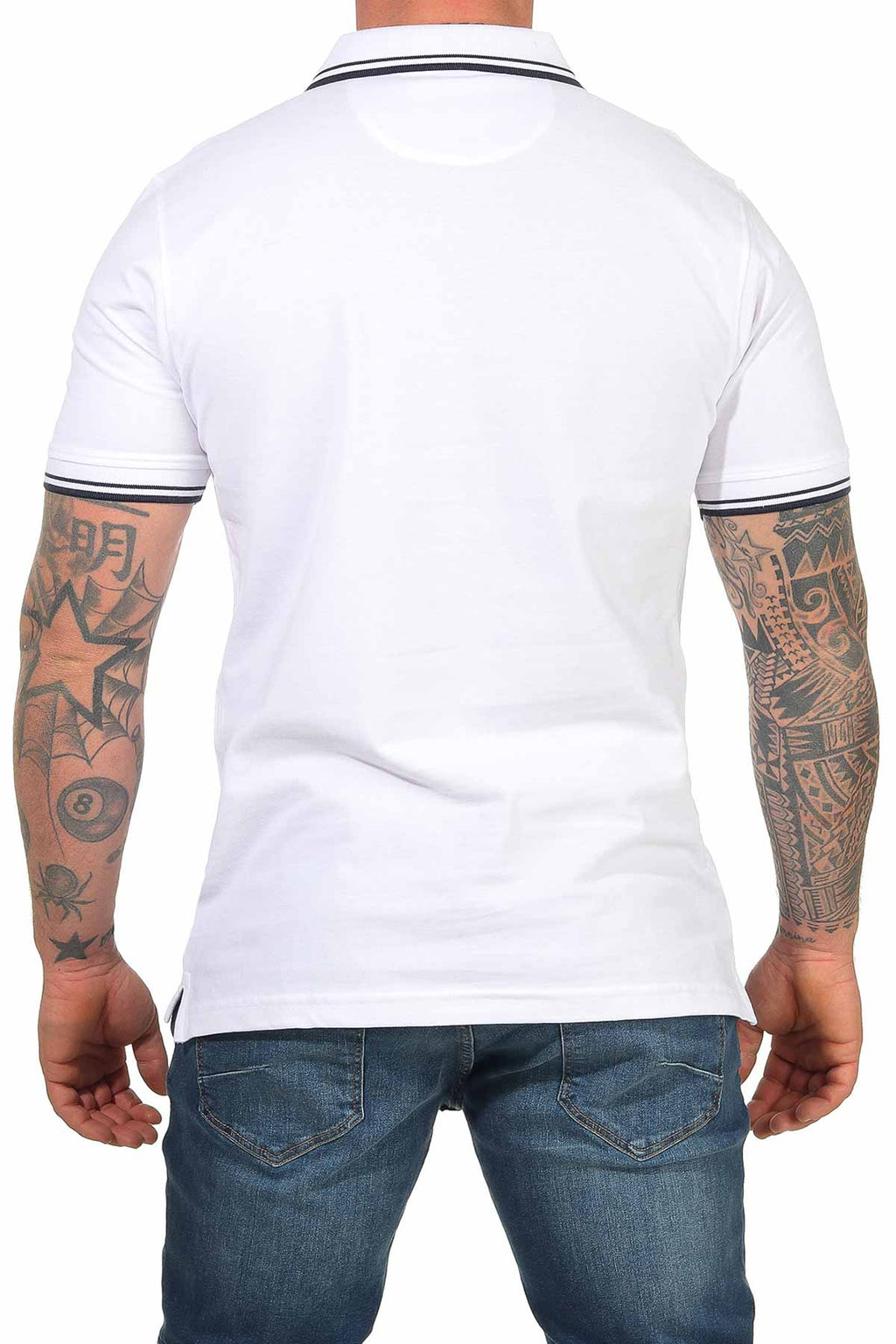 Herren Poloshirt mit 3-Knopfleiste und Kragen robust in Weiß