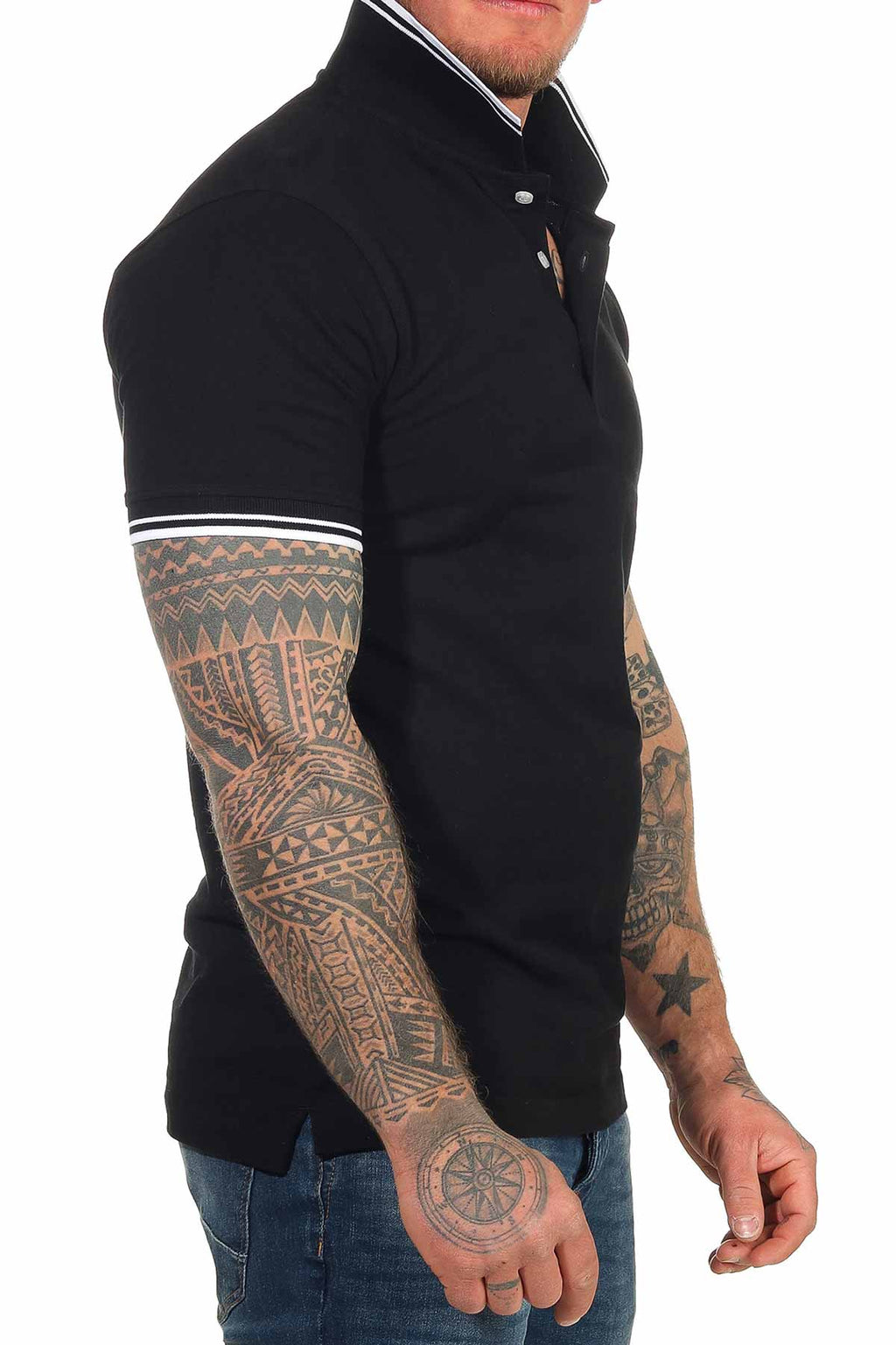 Basic Poloshirt kurarm Männer in Schwarz