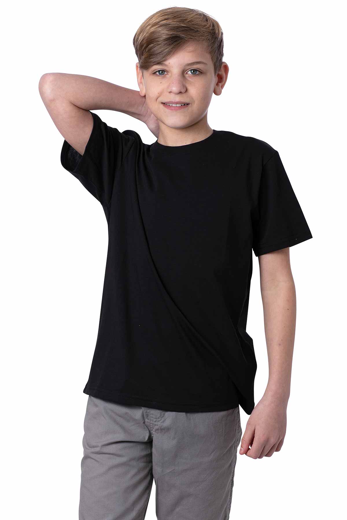 Basic Jungen Tee Shirt Schwarz