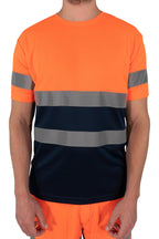 Herren Warnschutz T-Shirt mit Reflexstreifen Hohe Sichtbarkeit EN ISO 20471 Klasse 2 Delta