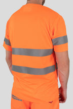 Herren Warnschutz T-Shirt mit Reflexstreifen Hohe Sichtbarkeit EN ISO 20471 Klasse 2 Delta