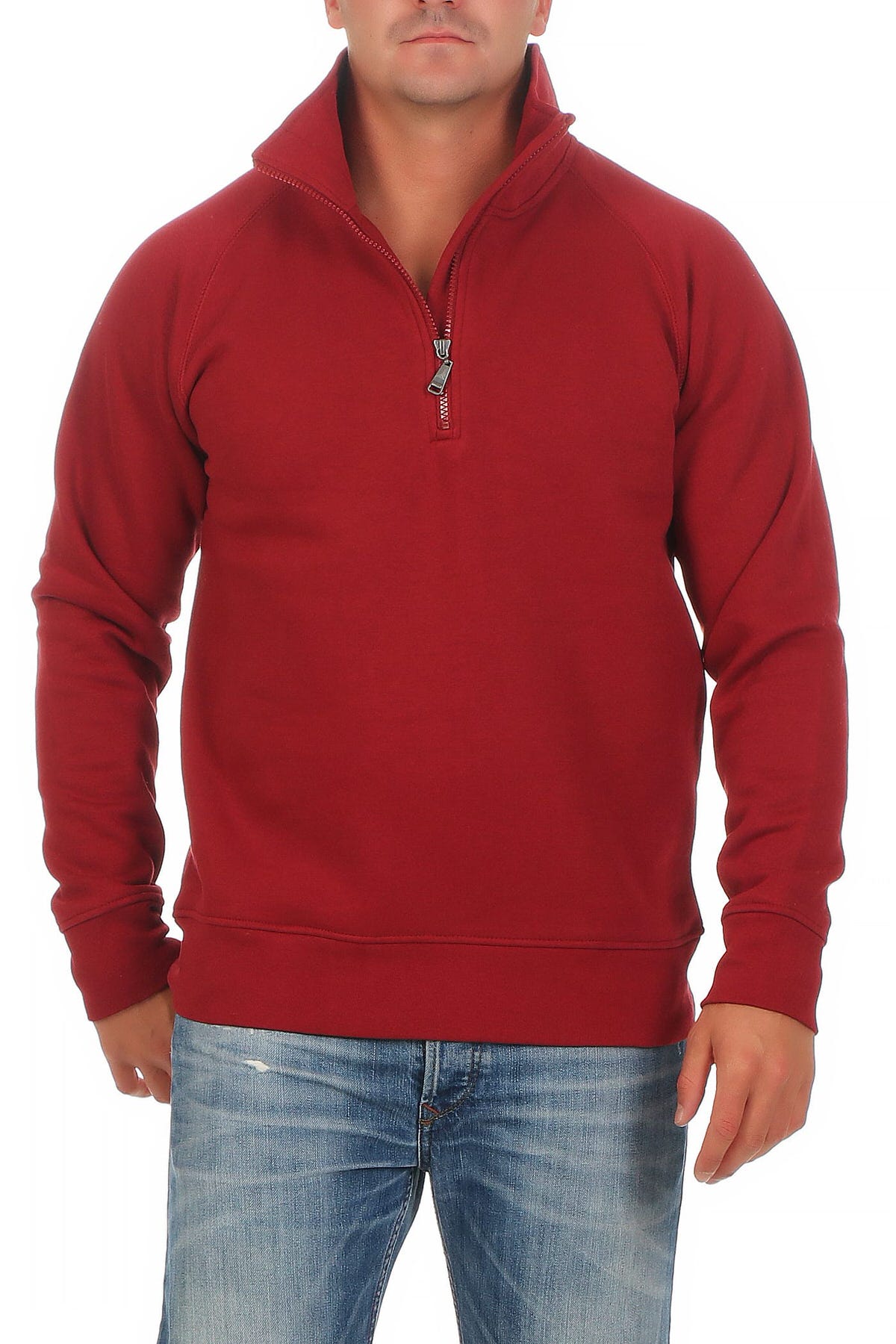 Herren Halfzip Pullover mit Stehkragen in Bordeaux