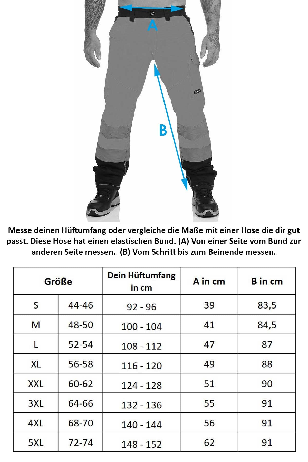 Herren Warnschutzhose mit Kniepolstertaschen Arbeitshose Charter Tech