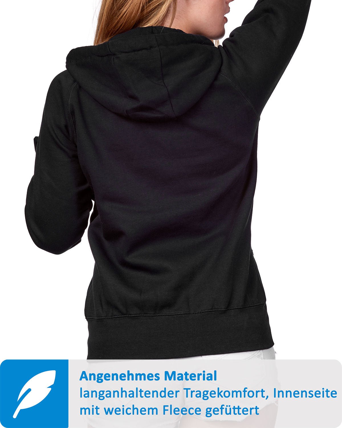Sweatjacke für Damen mit Kapuze in Schwarz