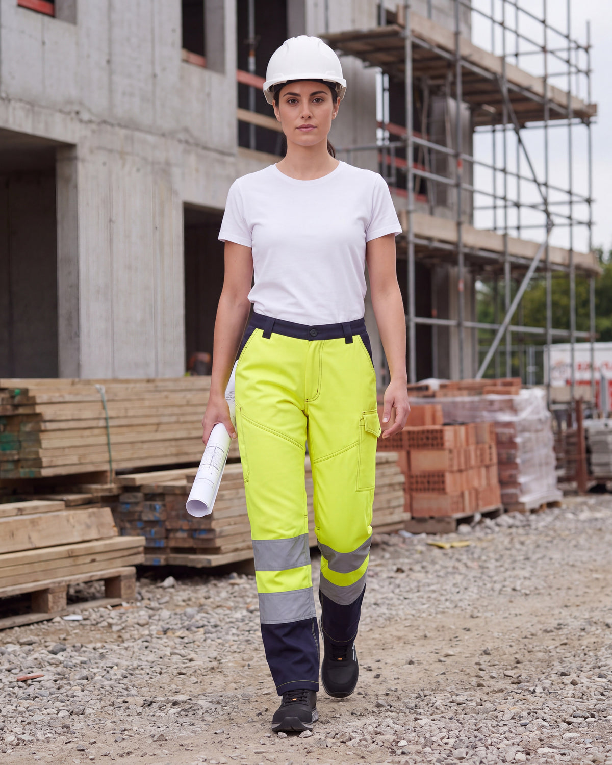 Damen Warnschutzhose Arbeitshose Orange / Gelb Charter