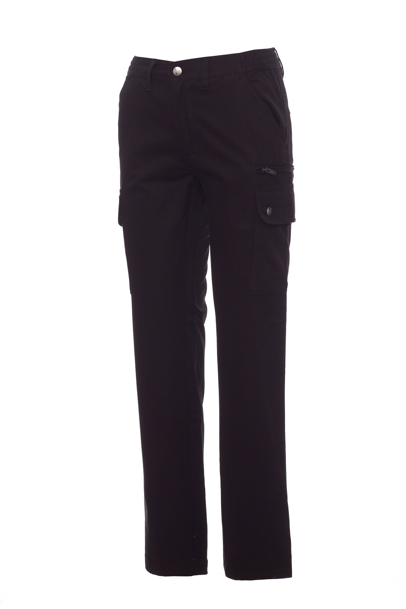 Damen Arbeitshose aus strapazierfähigem Material mit praktischen Taschen in Schwarz