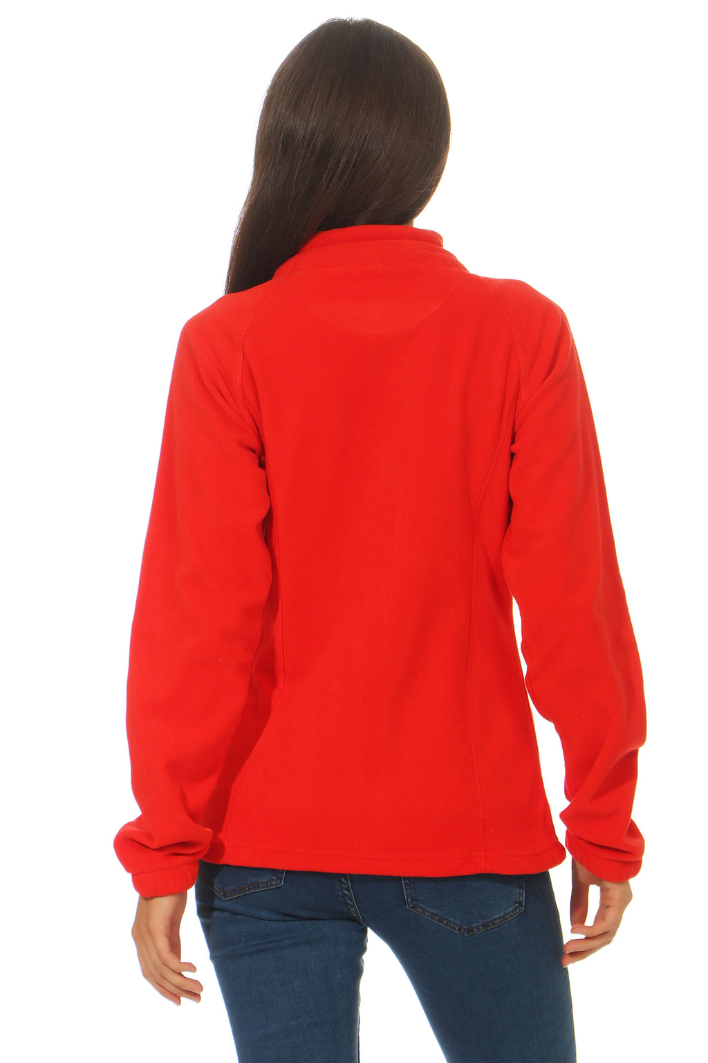 Damen Jacke aus Fleece Rueckseite mit Stehkragen in Rot