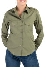 Damen Safari Hemd Gruen