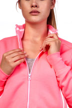 Sweatjacke für Frauen mit Kontrastnähten Neonpink