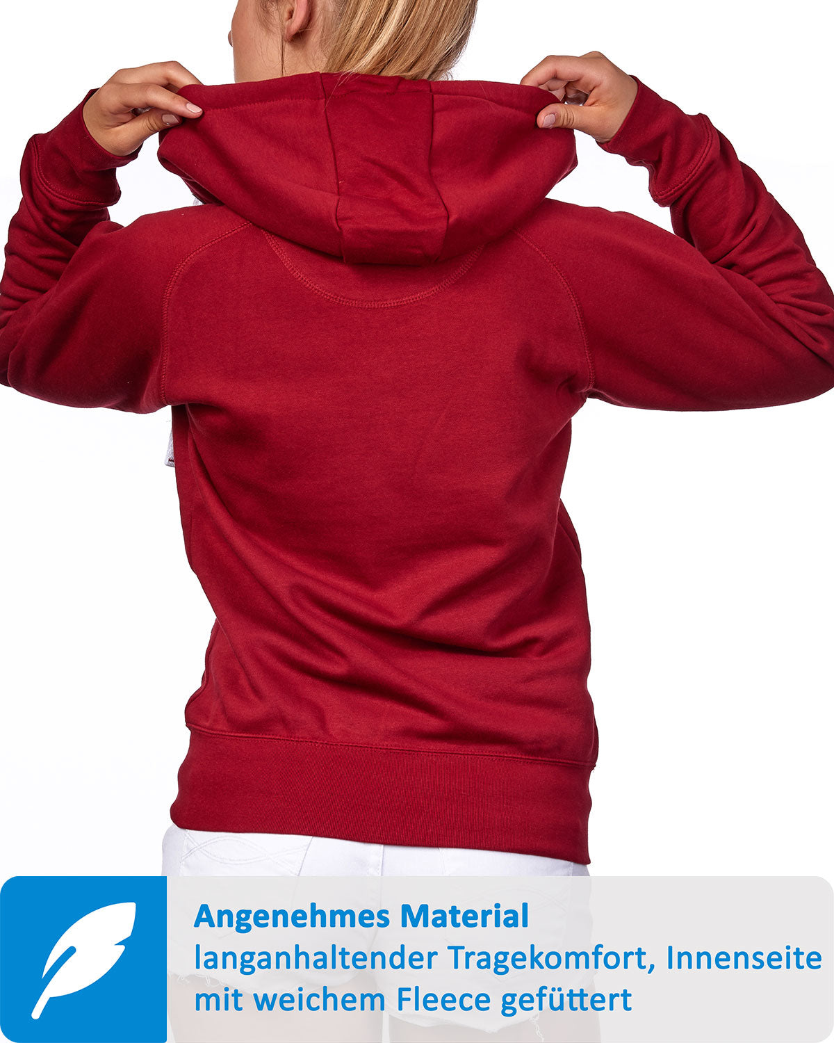 Sweatjacke für Damen mit Kapuze in Bordeaux