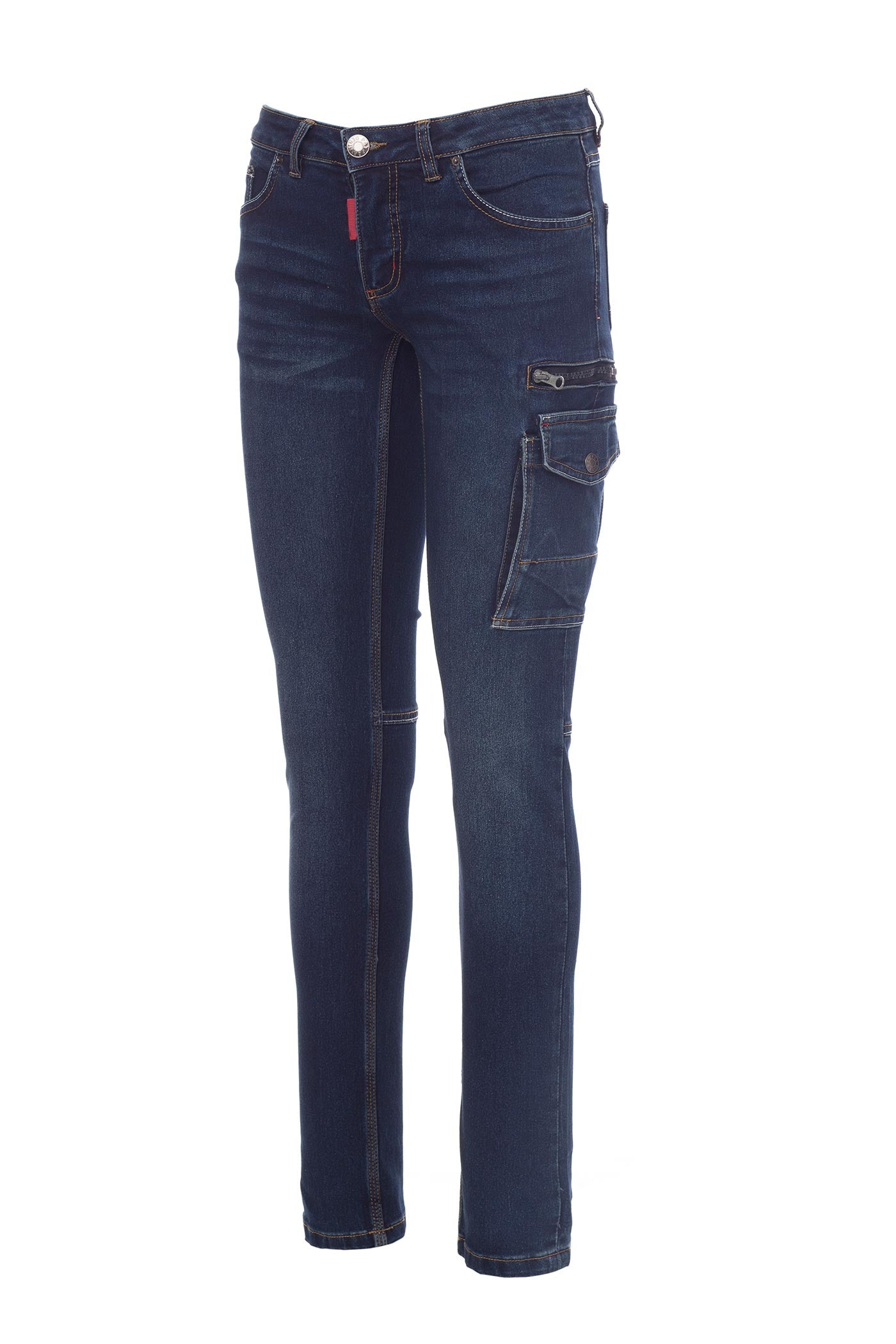 Damen Jeans mit vielen Taschen aus hochwertigem Material in Dunkelblau