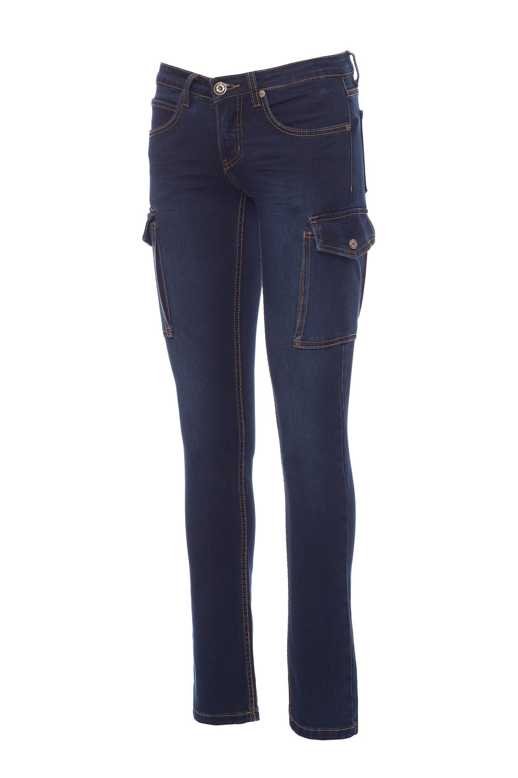 Damen Jeans Arbeitshose mit funktionalen Taschen für den Arbeitsalltag in Dunkelblau