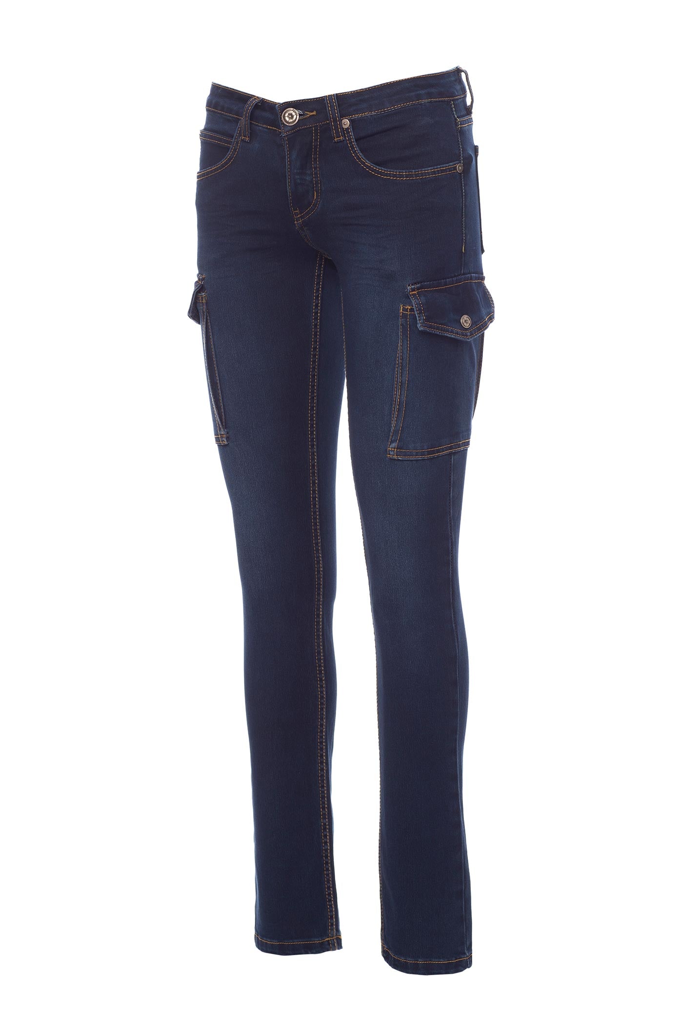 Damen Jeans Arbeitshose mit funktionalen Taschen für den Arbeitsalltag in Dunkelblau