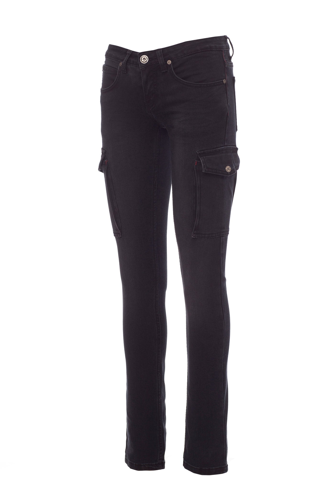 Damen Jeans Arbeitshose mit funktionalen Taschen für den Arbeitsalltag in Schwarz