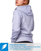 Sweatjacke für Damen mit Kapuze in Grau meliert