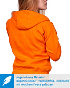Sweatjacke für Damen mit Kapuze in Orange