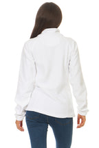 Damen Jacke aus Fleece Rueckseite mit Stehkragen in Weiß