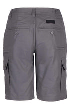 Damen kurze Arbeitshose Shorts mit vielen Taschen und robustem Material in Grau