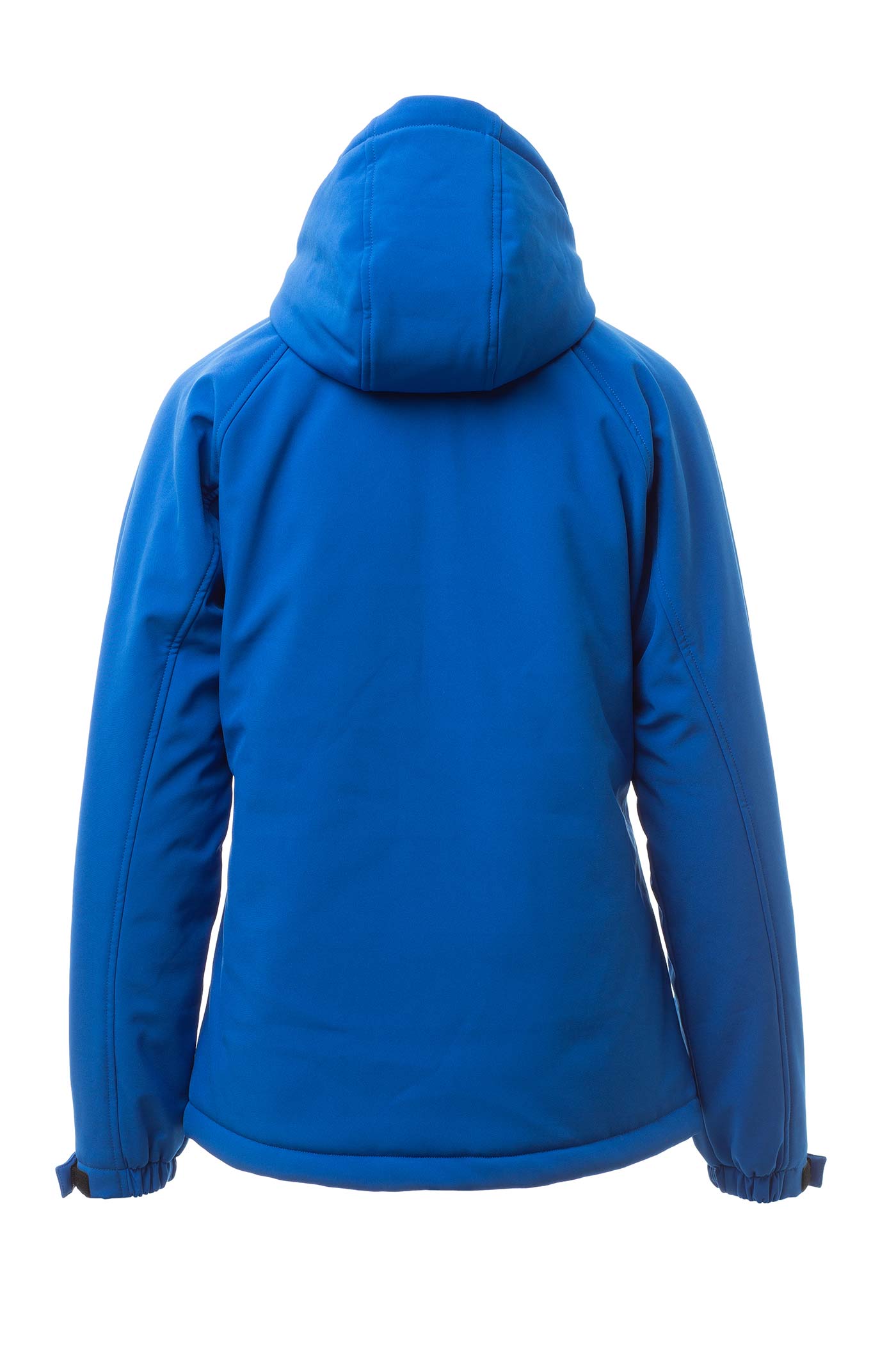 Damen Winterjacke wattiert aus Softshell mit Kapuze und Stehkragen in Blau