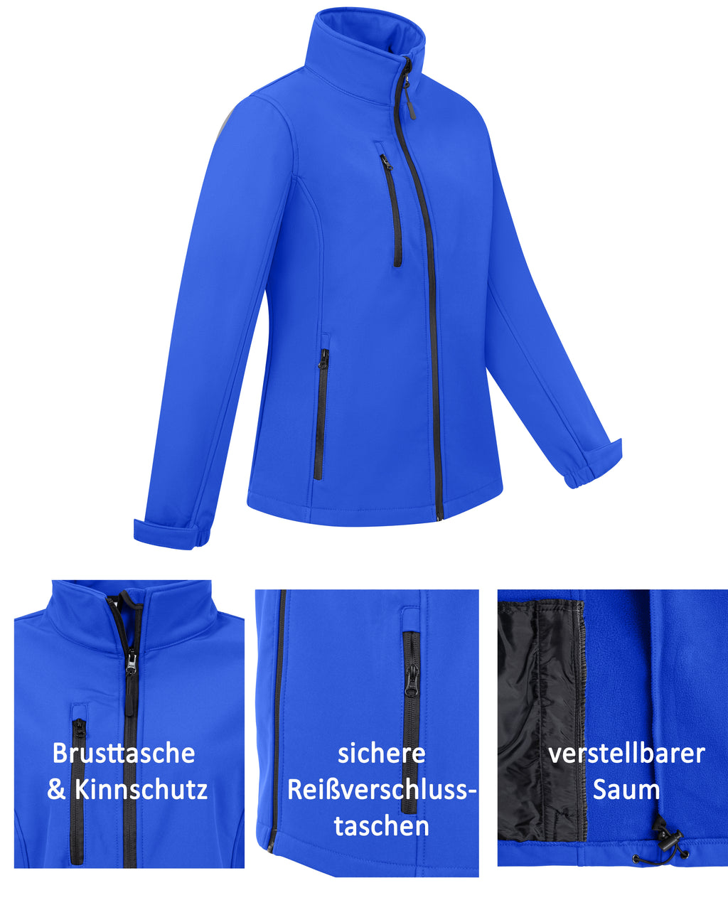 Softshelljacke Damen wasserdicht atmungsaktiv Arbeitsjacke mit Stehkragen Dublin